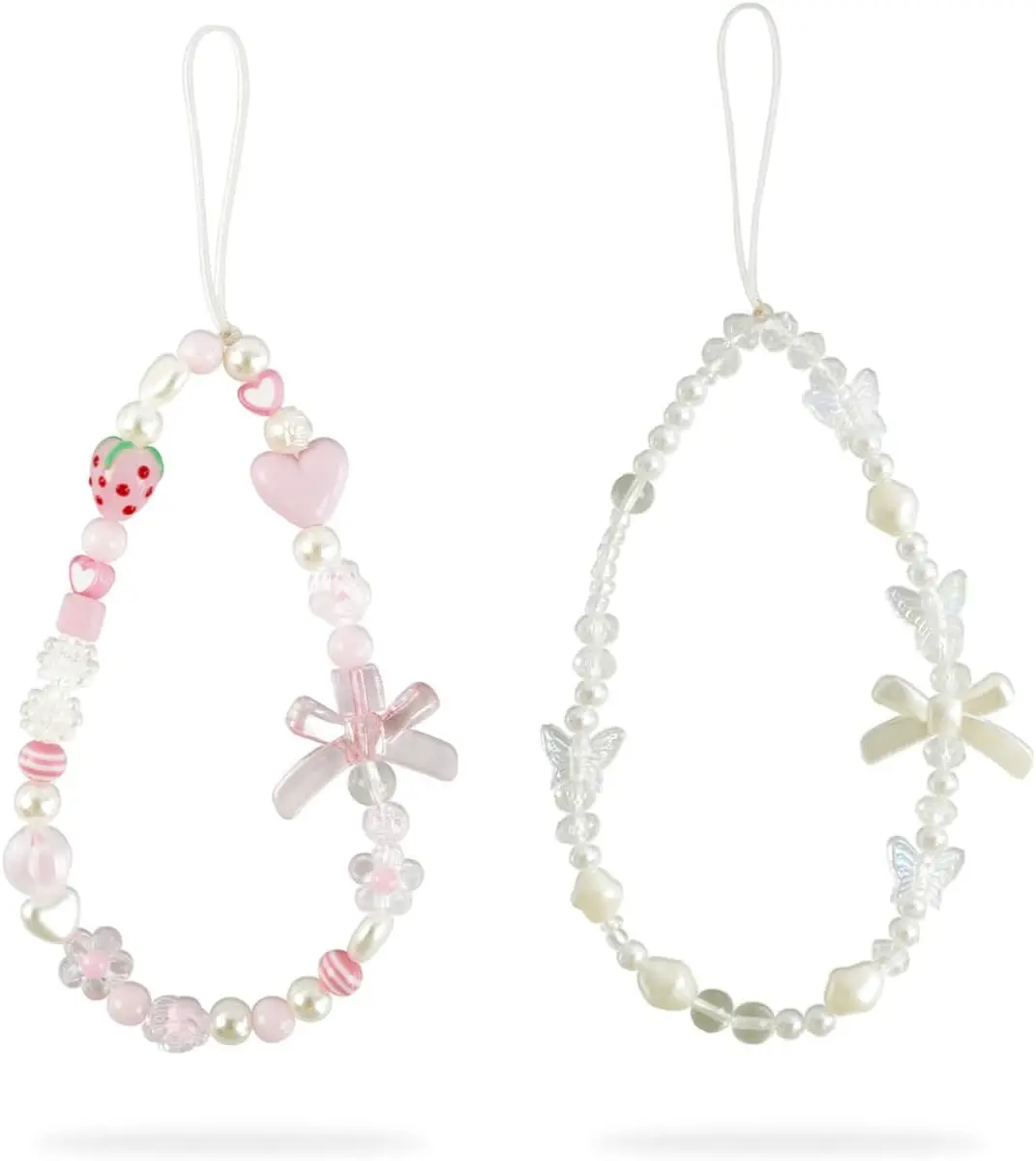 Phone Accessories Images - Pink Beaded Phone Wrist Strap, Y2K