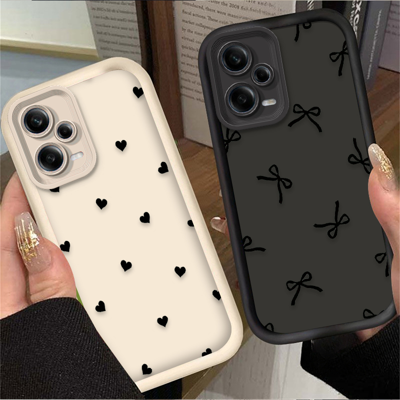 Xiaomi Phone Accessories - Black Love Heart Bowknot Phone Case