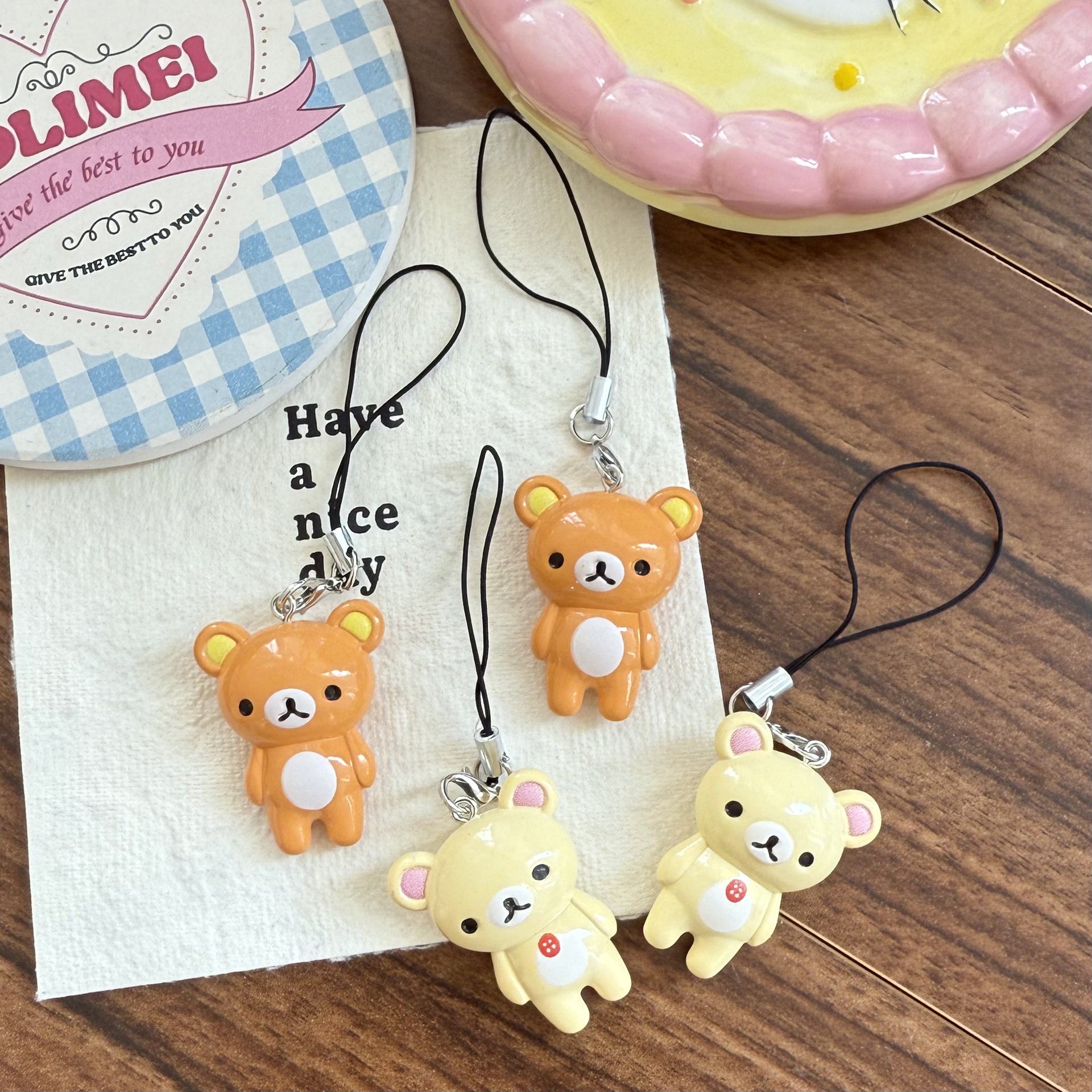 Phone Accessories Doll - 2pcs/set Kawaii Rilakkuma Easy Bear Keyrings